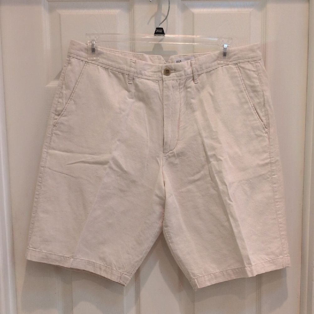 Gap Men's Cream Linen Blend Shorts Size 36 w/12" Short
